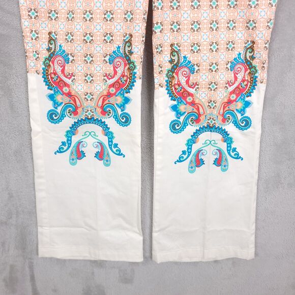 Taka Pants Womens S Paisley Pull On Artsy Boho Zipper Straight Leg Pockets Y2K - Picture 2 of 13